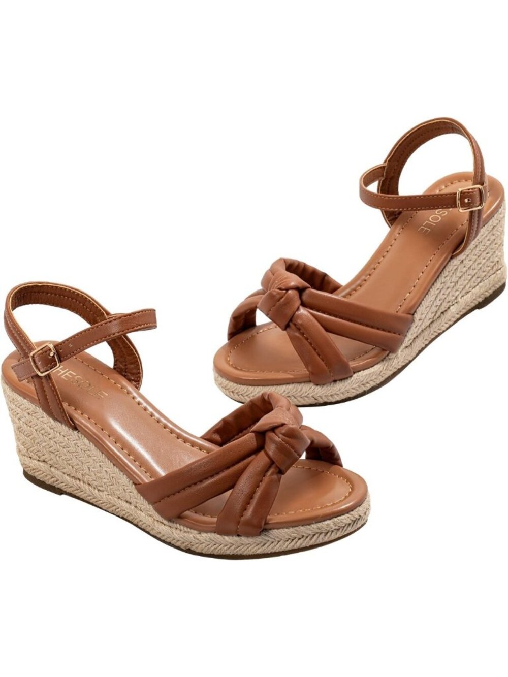 Wide Width Platform Espadrille Wedge Sandals with 5mm Latex Cushioning